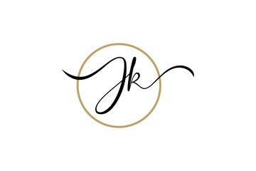 Jk handwritten logo template. Initial signature vector