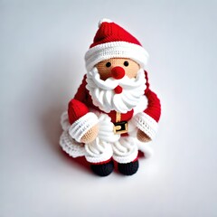 Fototapeta premium Image of a cute crocheted toy Christmas santa claus