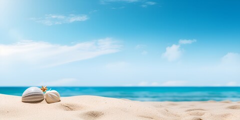Fototapeta na wymiar Coastal Dreams, Sand and Sea Serenade for Perfect Summer Escapes