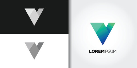 gradation letter v logo set