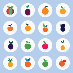 Colorful fruit logo icon collection vector