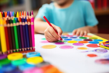 Artist, children playing coloring, Creative little artist concept. - obrazy, fototapety, plakaty