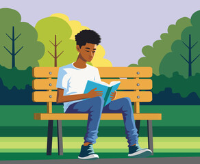 Black man sitting on a bench in the park