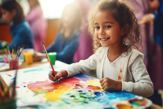 Artist, children playing coloring, Creative little artist concept.