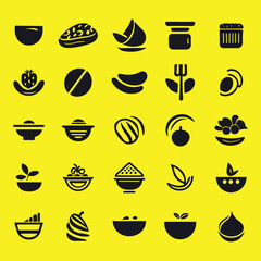 Vector food and drink black icon set