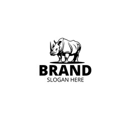  rhino logo vector template black and white