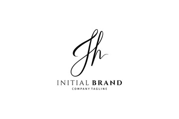 Jh initial signature logo. Handwritten monogram vector