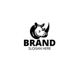  rhino logo vector template black and white