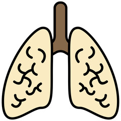 Lung icon Outline Flat Design Style