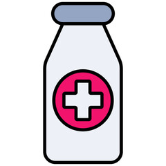 Medical Pill Bottle icon Outline Flat Design Style