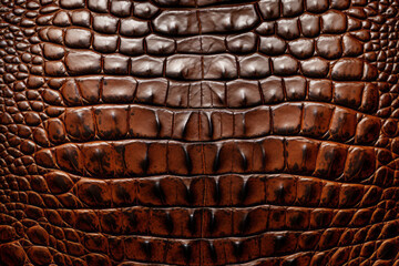 Close up brown alligator skin, organic surface material texture