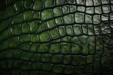 Green alligator skin, organic surface material texture - obrazy, fototapety, plakaty