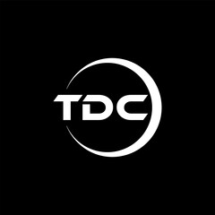 TDC letter logo design with black background in illustrator, cube logo, vector logo, modern alphabet font overlap style. calligraphy designs for logo, Poster, Invitation, etc.