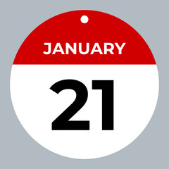 january 21 calendar reminder. 21 january daily calendar icon template. Calendar 21 january icon Design template. Vector illustration