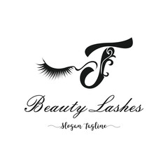 Fototapeta premium BEAUTY EYELASH EXTENTION LOGO WITH LETTER DESIGN
