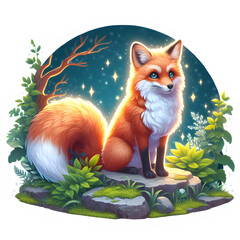 Cute magical fox sticker