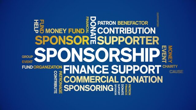 Sponsorship animated tag word cloud;text design animation kinetic typography seamless loop.