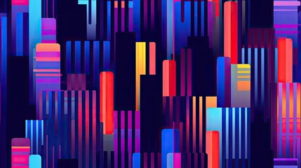Obraz premium Vertical seamless pattern with bold colors and lines