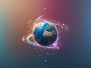 earth in space with aura, blank background, for design, isolated