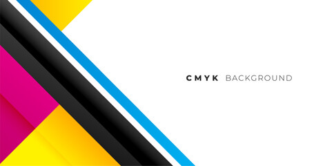 modern and abstract white banner with cmyk color stripe lines