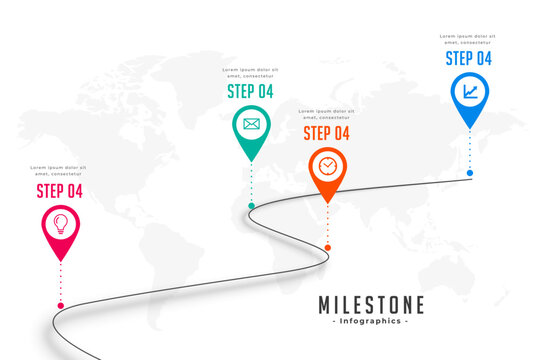 eye-catching four step infographic milestone template with success path