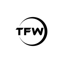 TFW letter logo design with white background in illustrator, cube logo, vector logo, modern alphabet font overlap style. calligraphy designs for logo, Poster, Invitation, etc.