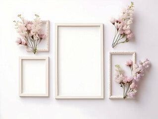 Ai generated floral frame with nice presentation of flower, flower frame background, blank floral frame with space of texts, wedding or event invitation card with blank text area