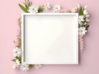 Ai generated floral frame with nice presentation of flower, flower frame background, blank floral frame with space of texts, wedding or event invitation card with blank text area