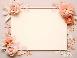 Ai generated floral frame with nice presentation of flower, flower frame background, blank floral frame with space of texts, wedding or event invitation card with blank text area