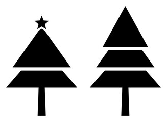 Fototapeta premium christmas tree illustration, simple flat style vector isolated on white background.