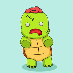 Cute Turtle Becomes Zombie Illustration