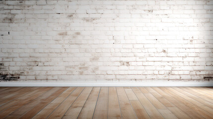 Fototapeta premium room with brick wall and wooden floor