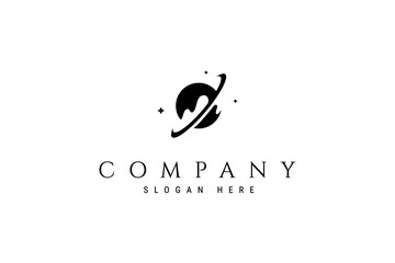 Space orbital saturn planet logo vector design © Local Vector