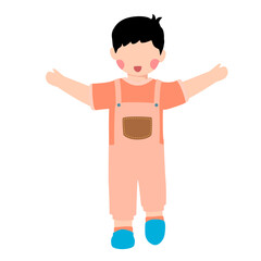 Cute boy cartoon feeling happy illustration