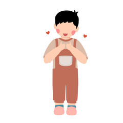Cute boy cartoon feeling happy illustration