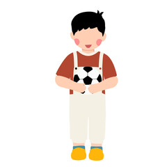 Cute boy cartoon playing football
