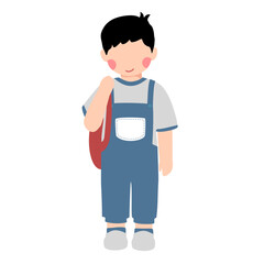 Cute boy cartoon faceless goes to school