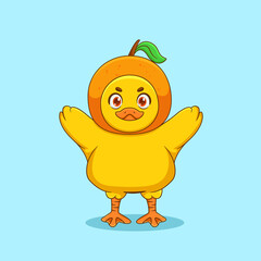 Cute Duck Wearing an Orange Hat Illustration