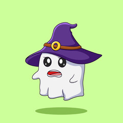 Cute Ghost Wearing Halloween Hat Illustration