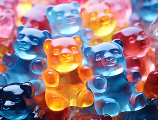 close up  Gummy bears candy background