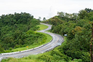 No.3 road with green forest. Nan Thailand