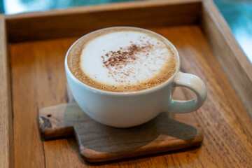 Hot cappuccino cup