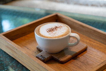 Hot cappuccino cup