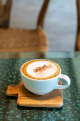 Hot cappuccino cup