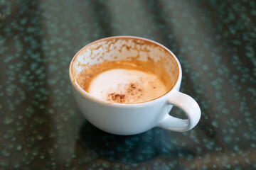 Hot cappuccino cup