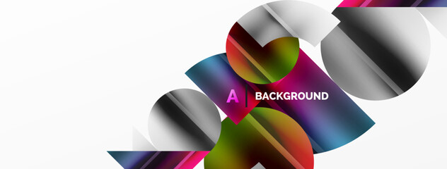 Minimalistic elegance shines through in this metallic background, showcasing composition of circles and triangles, creating geometric masterpiece