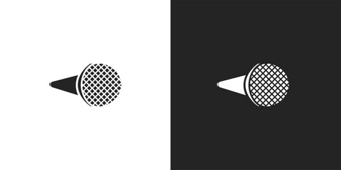 black and white microphone set isolated on white background.mic, microphone, voice, sound, podcast, audio, music, communication, collection, logo, icon, sticker, clipart, vector illustration.