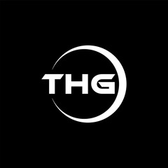 THG letter logo design with black background in illustrator, cube logo, vector logo, modern alphabet font overlap style. calligraphy designs for logo, Poster, Invitation, etc.