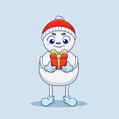 Cute Snowman Carrying Christmas Gifts Illustration