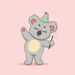 Cute Koala Carrying Fireworks Illustration